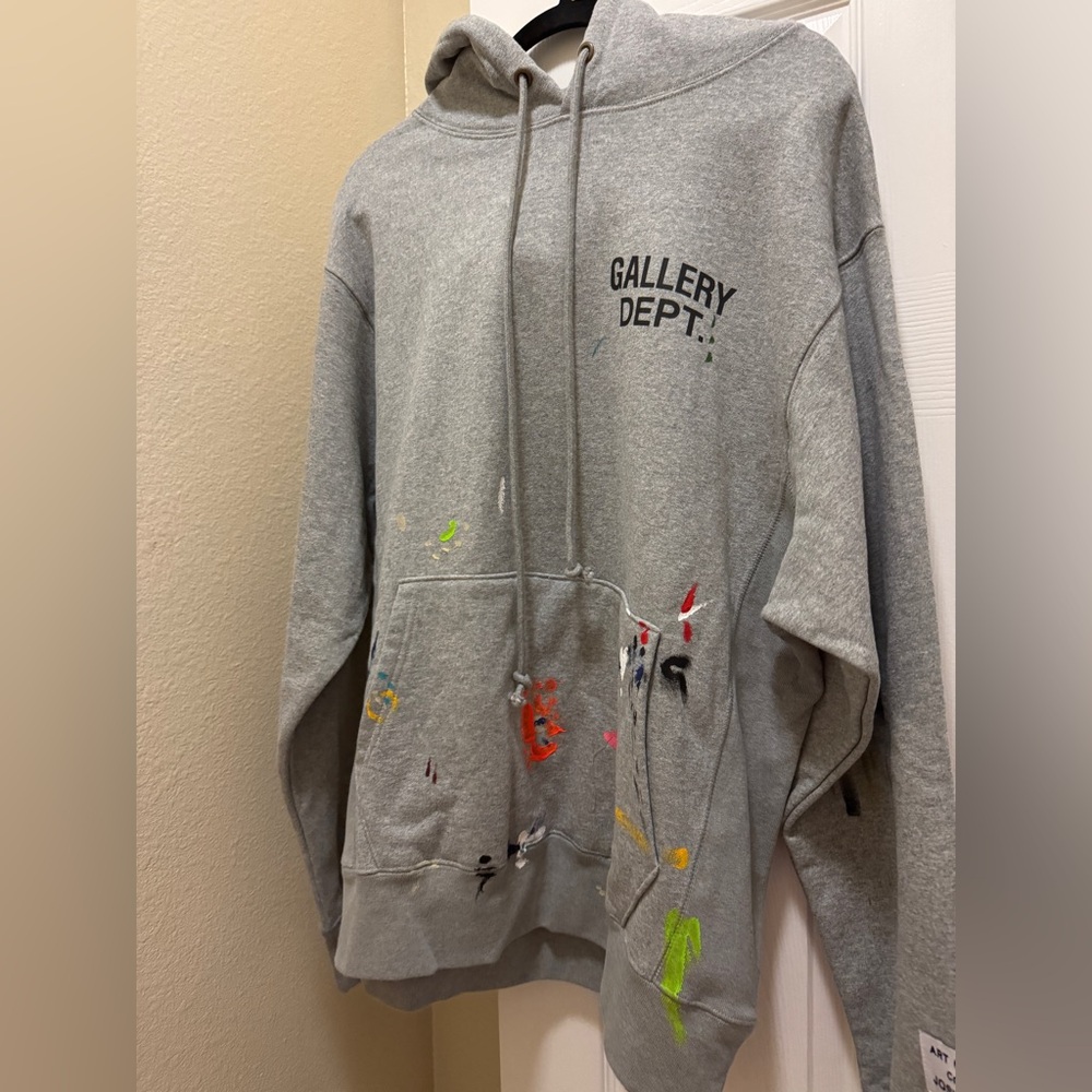 Gallery Dept gray hoodie with splattered paint